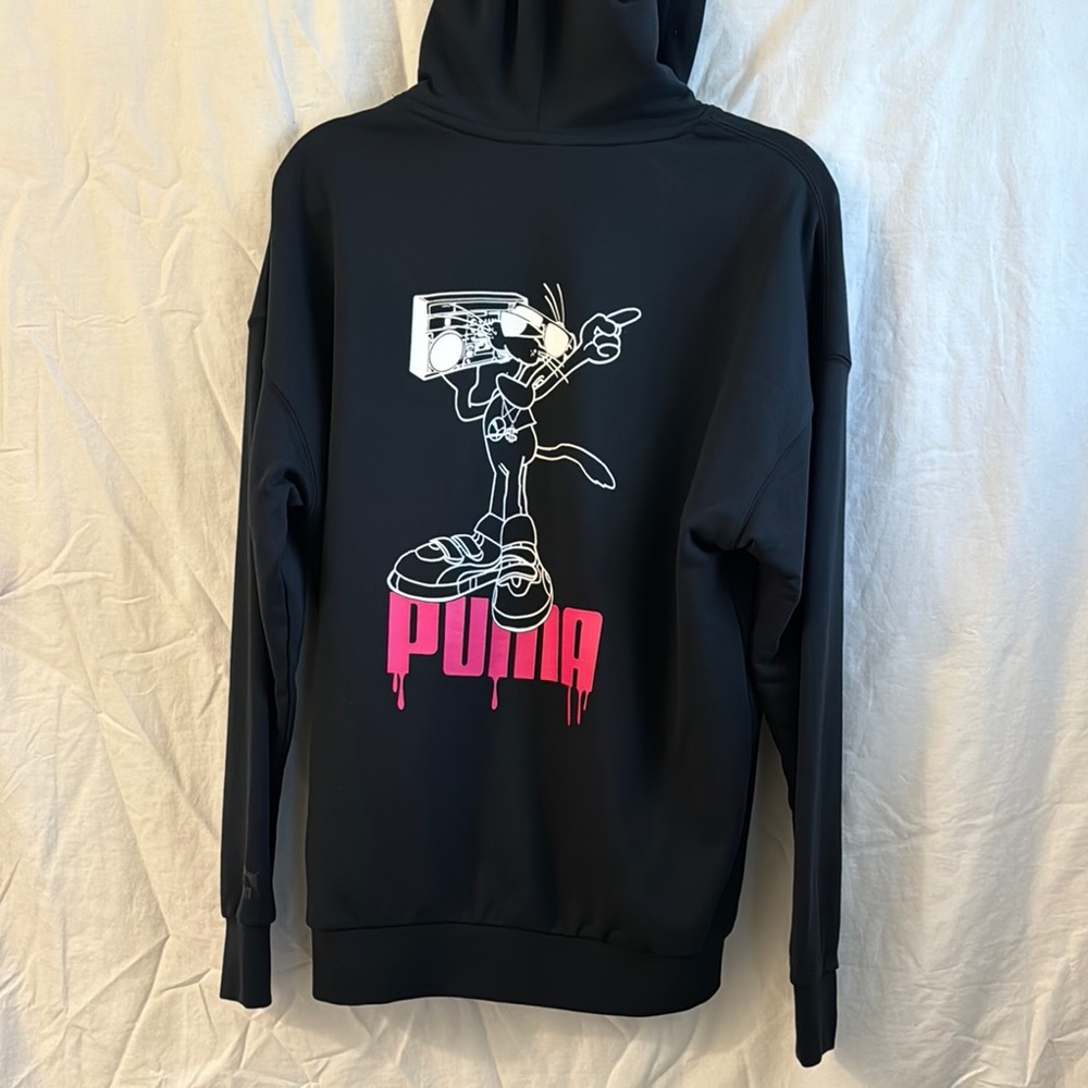 Puma Black Hoodie with Pink Graphic - Picture 2 of 5